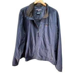 Rare Vtg POLO SPORT Ralph Lauren Spell Out USA Flag Windbreaker Jacket 90s XXL